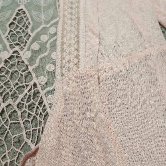 TORRID Nwt 3/4 Sleeve Lace Back Open Front Knit Cardigan, Peach Pink, 00 , M/L - Picture 10 of 16